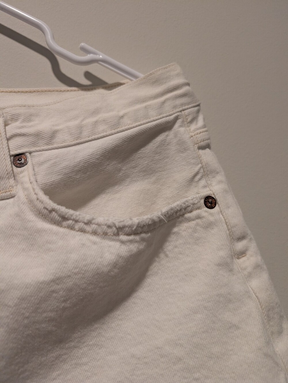 Agolde Parker Long White Frayed Hem Denim euro Summer Boho Shorts - Picture 4 of 10